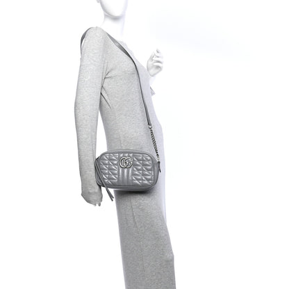 Calfskin Matelasse Aria Small GG Marmont Chain Shoulder Bag Deep Grey