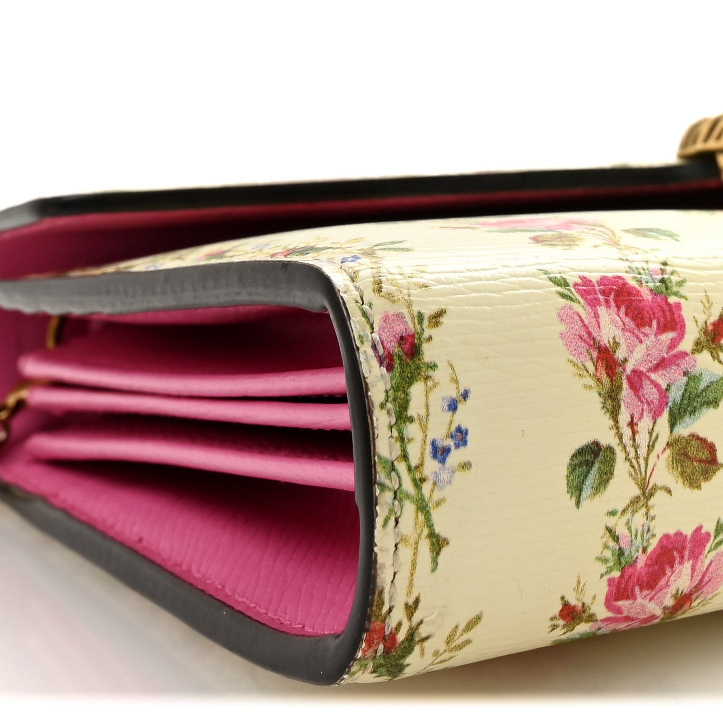 Calfskin Floral Print Mini Dionysus Chain Wallet Ivory Pink