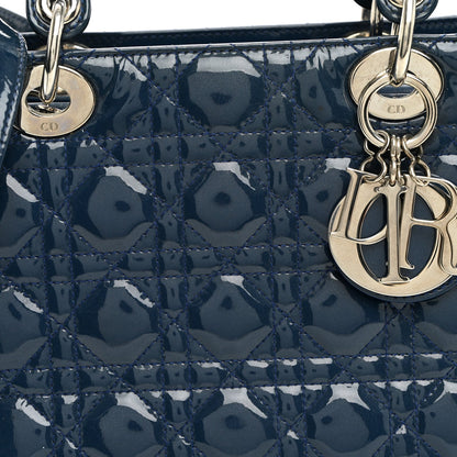 Patent Cannage Medium Lady Dior Blue