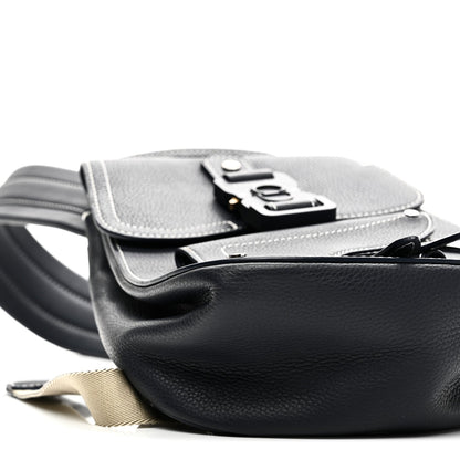 Grained Calfskin Mini Gallop Sling Bag Navy Blue