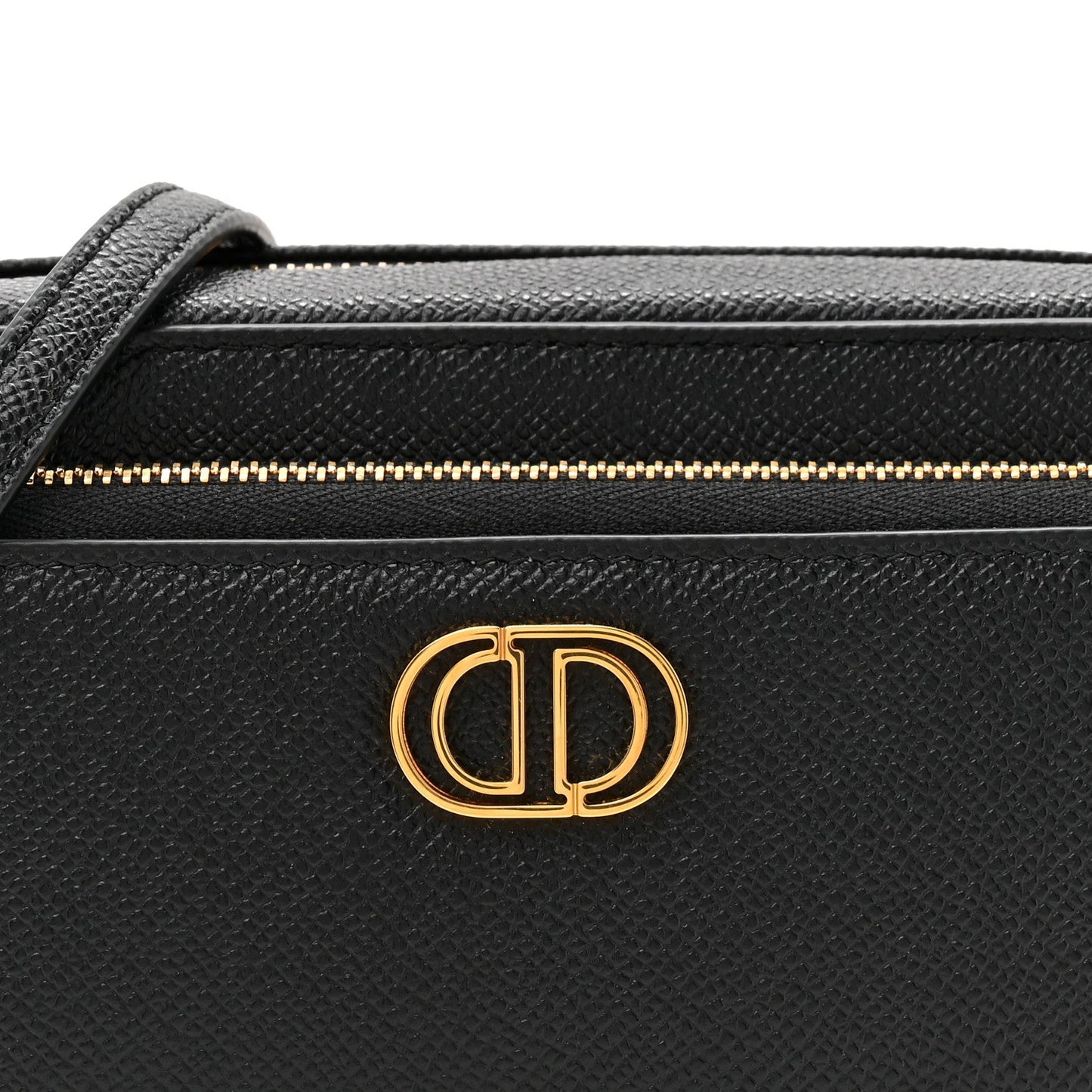 Grained Calfskin Caro Double Pouch Black