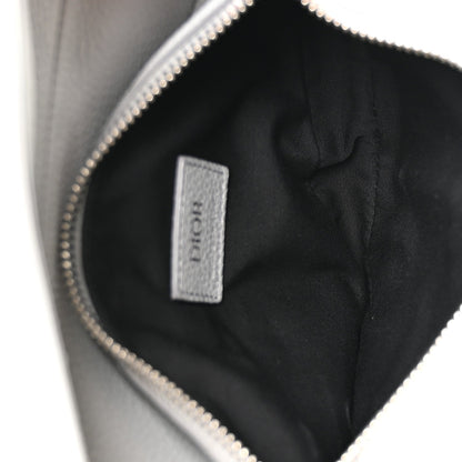 Grained Calfskin Mens Mini Saddle Bag Gray