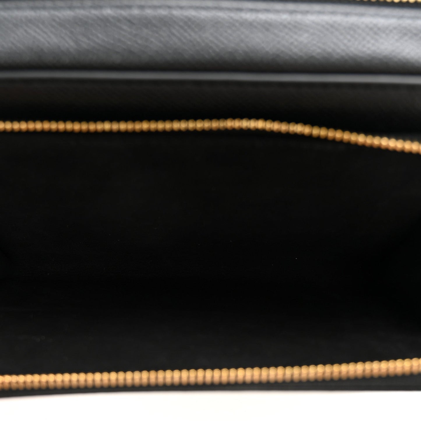 Grained Calfskin Caro Double Pouch Black