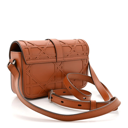 Calfskin Cosmo Laser Cut Cannage Mini Dior Charm Bag Cognac