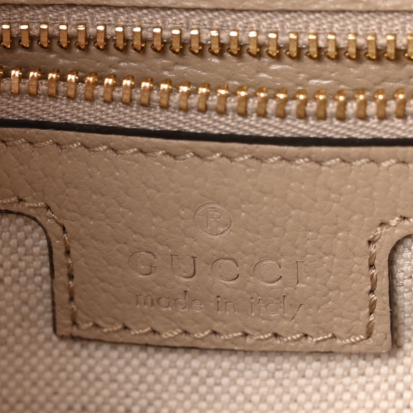 GG Supreme Monogram Textured Dollar Calfskin Web Small Ophidia Padlock Top Handle Bag Beige Mystic White Oatmeal