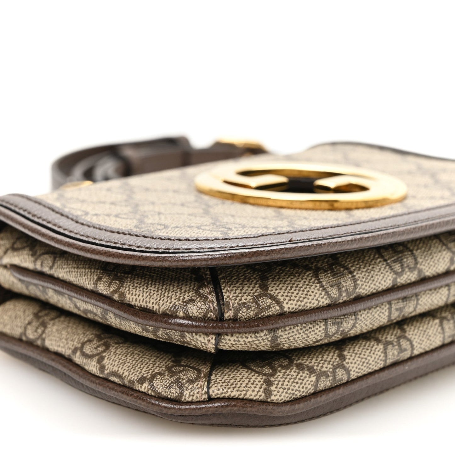 GG Supreme Monogram Textured Dollar Calfskin Mini Blondie Chain Shoulder Flap Bag Beige Ebony New Acero