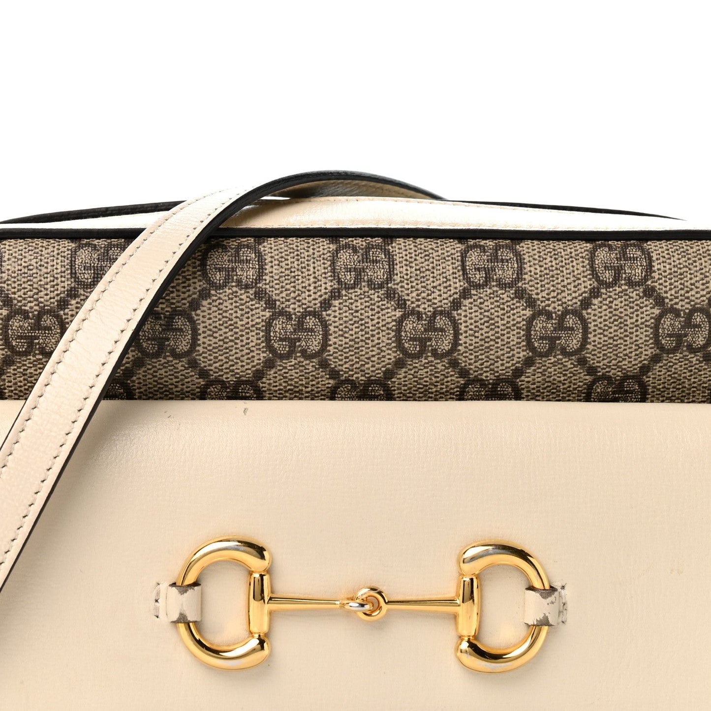 GG Supreme Monogram Small Horsebit 1955 Shoulder Bag Beige Mystic White