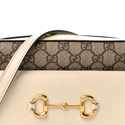 GG Supreme Monogram Small Horsebit 1955 Shoulder Bag Beige Mystic White