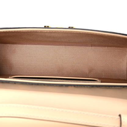 GG Supreme Monogram Calfskin Horsebit Print Mini Padlock Top Handle Shoulder Bag Beige Ebony Light Pink