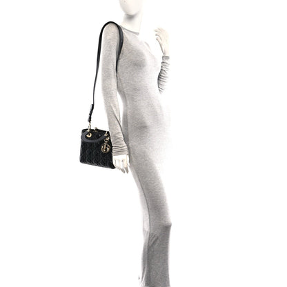 Lambskin Cannage Small Lucky Badges My Lady Dior Black