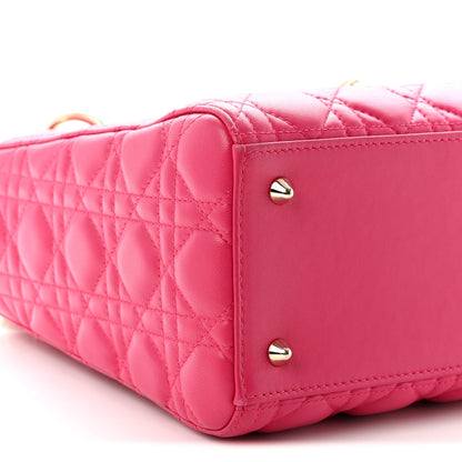 Lambskin Cannage Medium Lady Dior Fuchsia