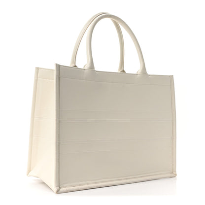 Calfskin Embossed Medium Book Tote Ivory Tote Ivory