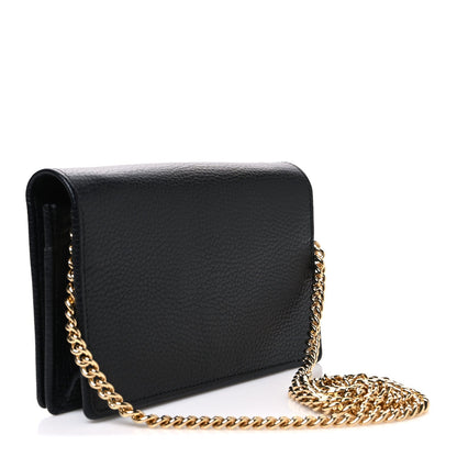 Calfskin Mini GG Marmont Chain Wallet Black