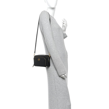 Grained Calfskin Caro Double Pouch Black