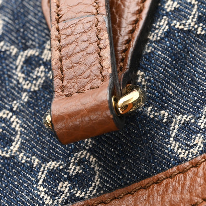 New Denim GG Monogram Medium Ophidia Shopping Tote Blue Tea Cuir