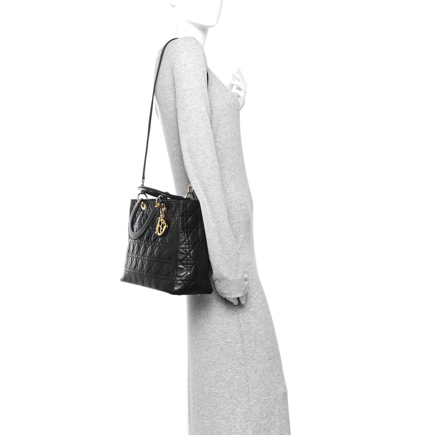 Lambskin Cannage Large Lady Dior Black
