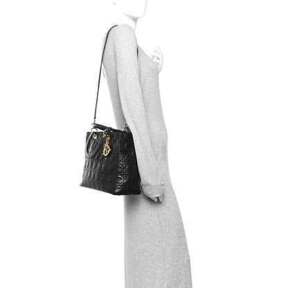 Lambskin Cannage Large Lady Dior Black