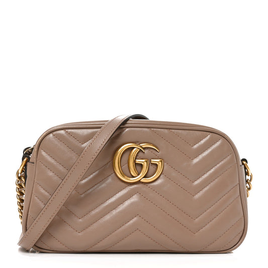 Calfskin Matelasse Small GG Marmont Chain Shoulder Bag Porcelain Rose
