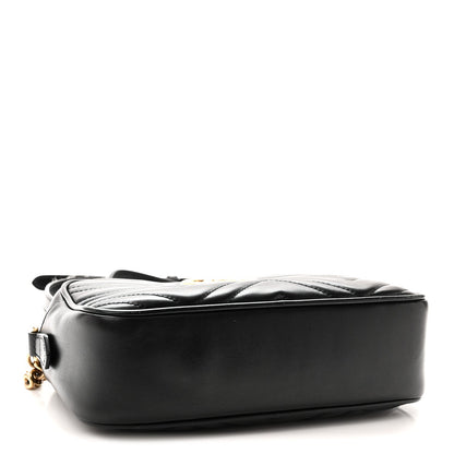 Calfskin Matelasse Small GG Marmont Chain Shoulder Bag Black