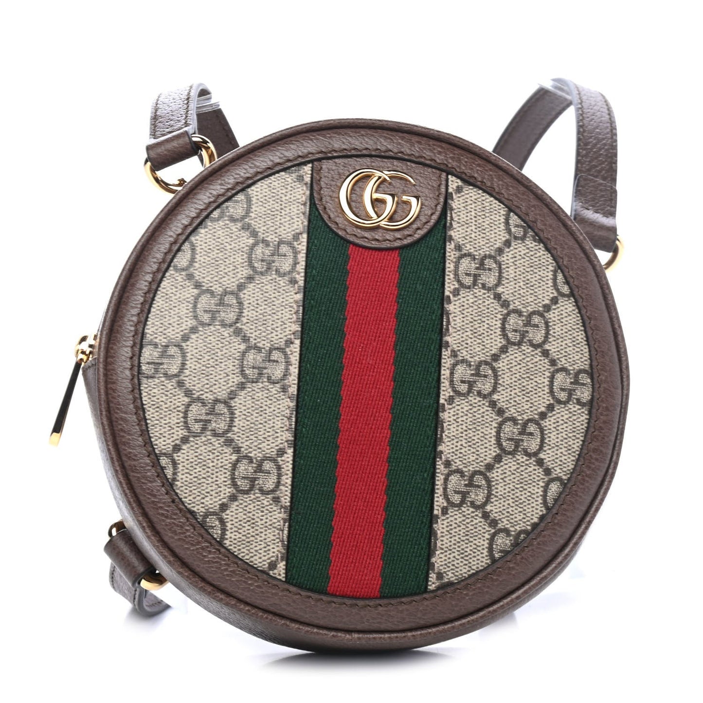 GG Supreme Monogram Web Mini Ophidia Round Backpack Brown