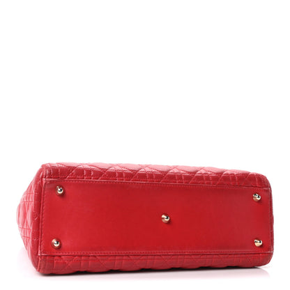 Lambskin Cannage Large Lady Dior Red