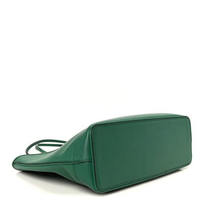 Textured Dollar Calfskin Medium Ophidia Shoulder Tote Bag Green