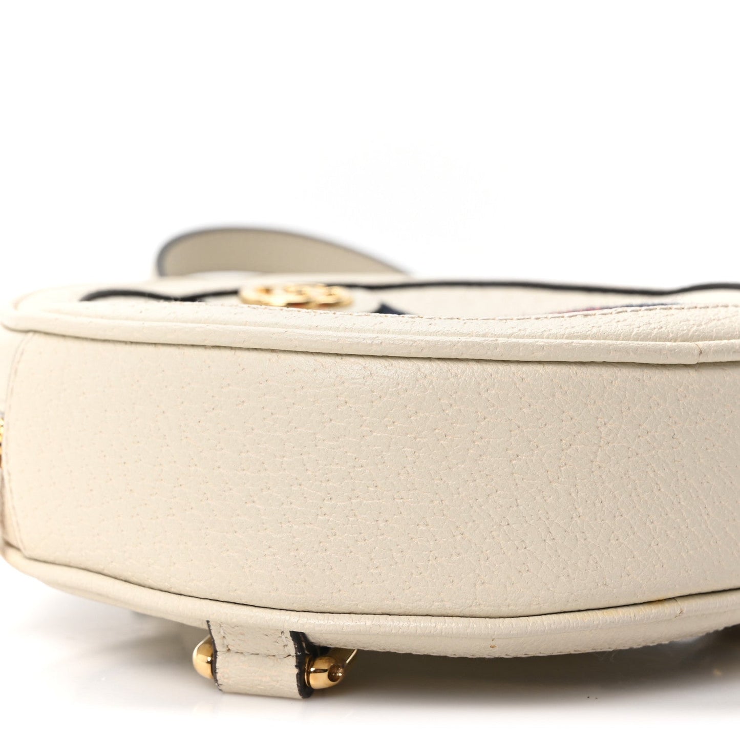 Textured Calfskin Web Mini Ophidia Round Backpack Mystic White