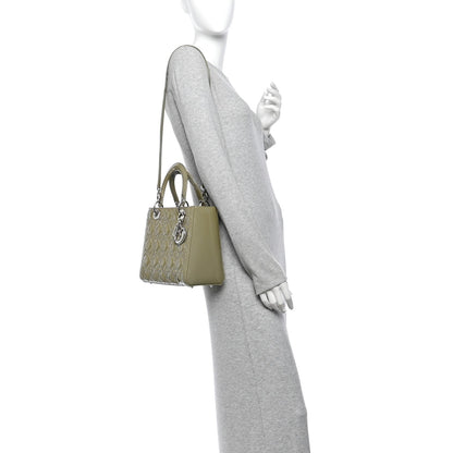 Patent Cannage Medium Lady Dior Grey