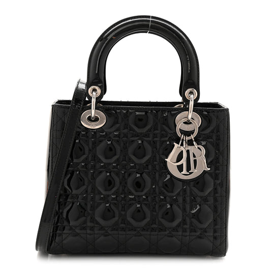 Patent Cannage Medium Lady Dior Black