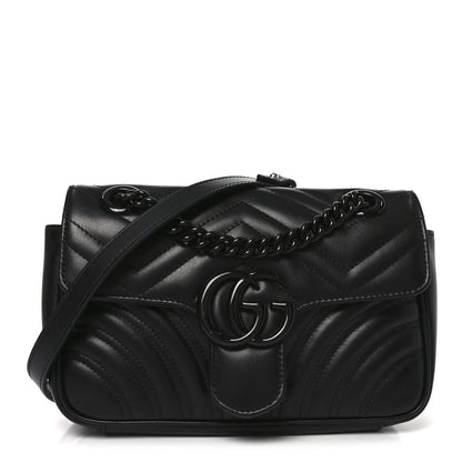 Calfskin Matelasse Monochrome Mini GG Marmont Shoulder Bag Black