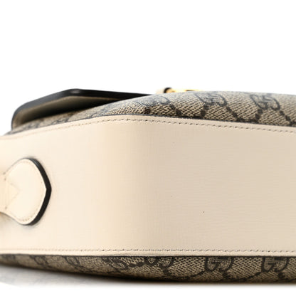 GG Supreme Monogram Small Horsebit 1955 Shoulder Bag Beige Mystic White
