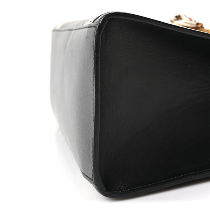 Calfskin Snakeskin GG Supreme Monogram Medium Osiride Top Handle Bag Black