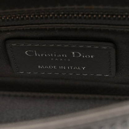 Satin Crystal Cannage Mini Lady Dior Gray
