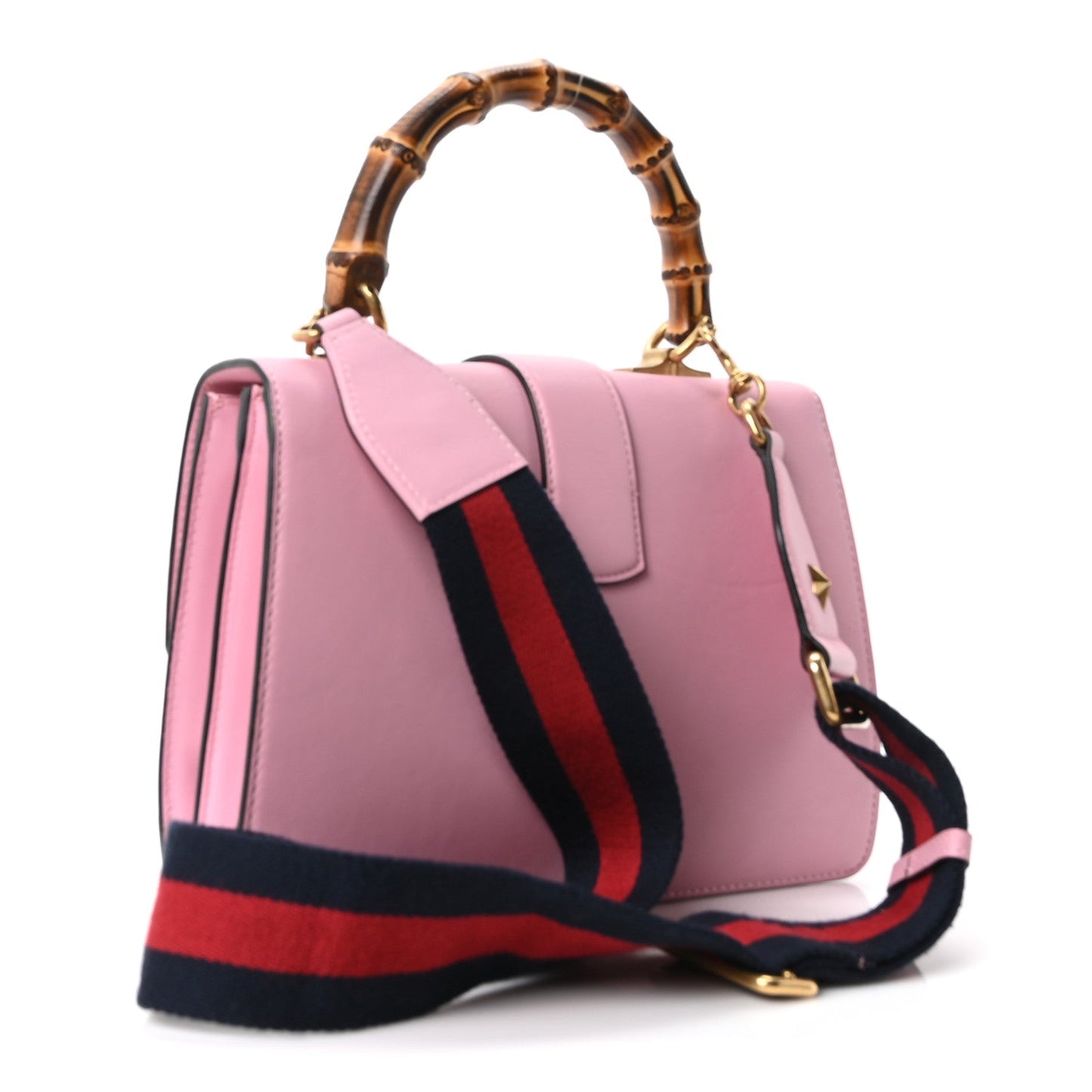 Moon Calfskin Web Medium Dionysus Bamboo Top Handle Bag Sugar Pink Blue Agata Hibiscus Red