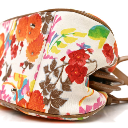 Canvas Floral Print Detective Satchel Multicolor