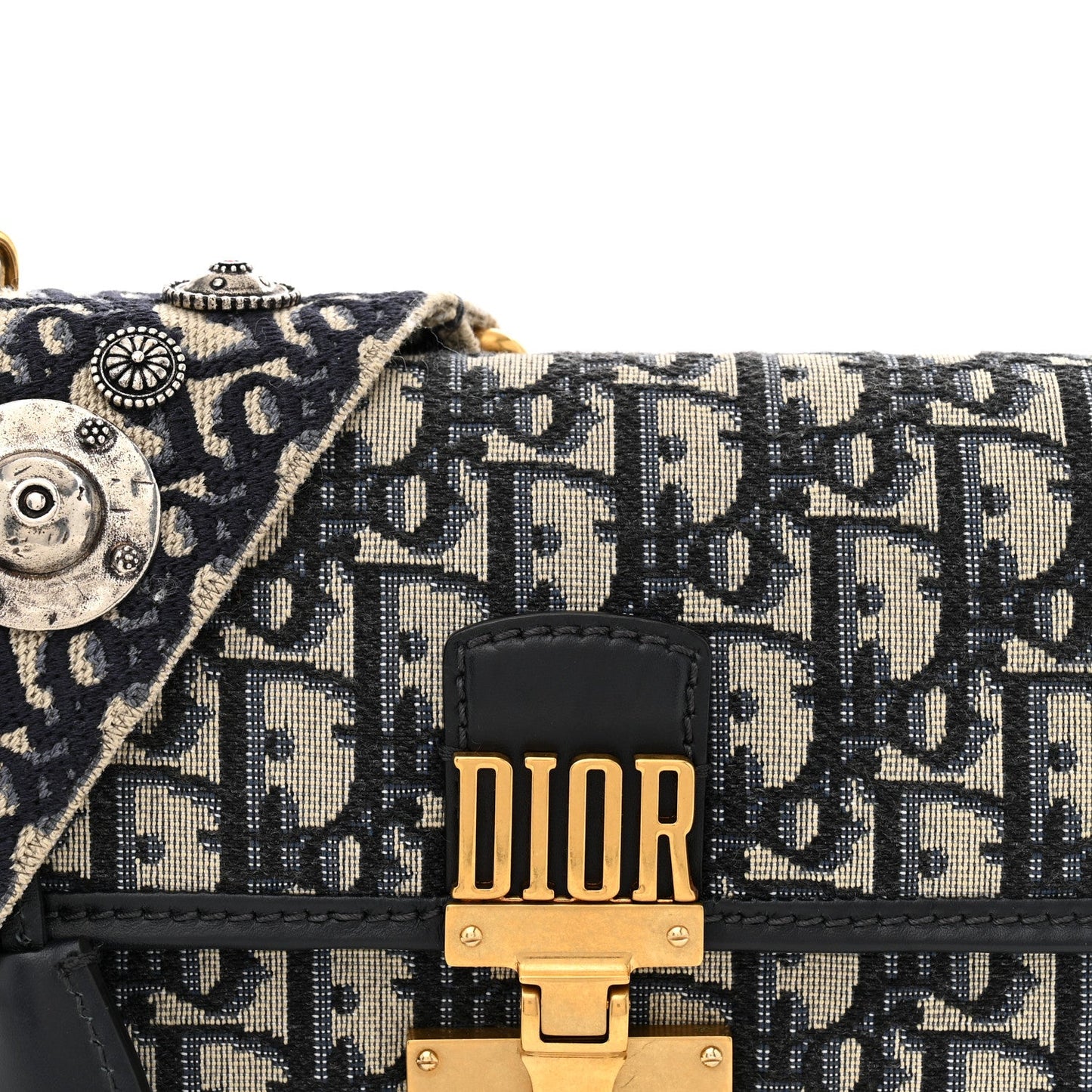 Oblique Small DiorAddict Flap Bag Navy Blue