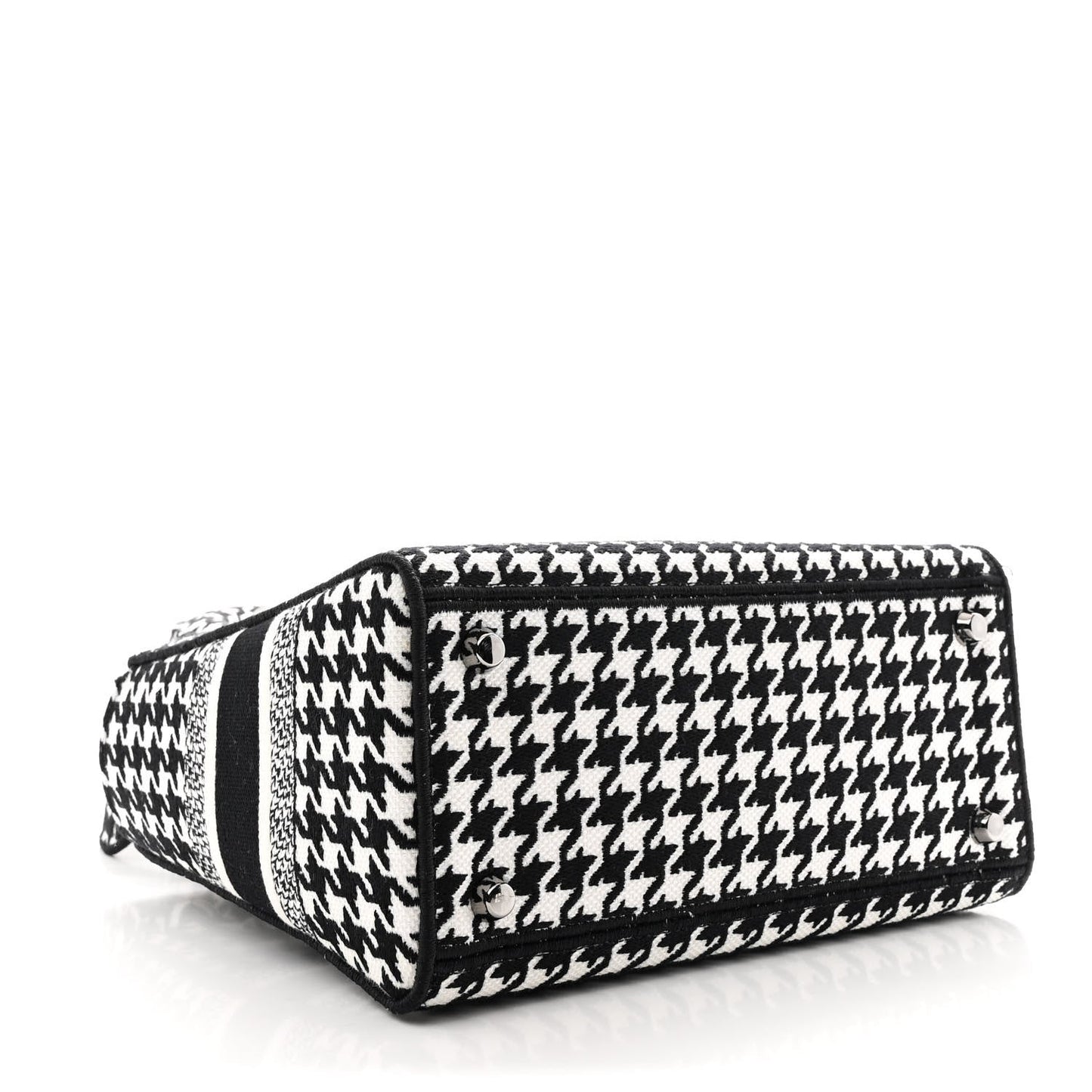 Canvas Houndstooth Embroidered Medium Lady D-Lite Black White