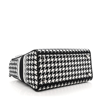Canvas Houndstooth Embroidered Medium Lady D-Lite Black White