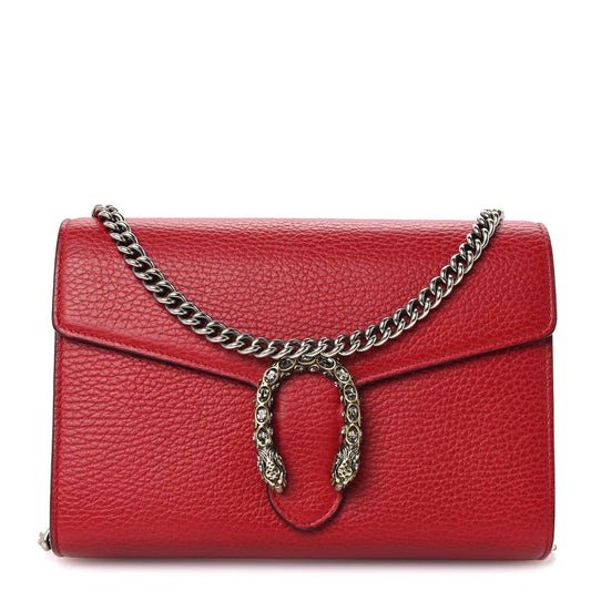 Calfskin Mini Dionysus Chain Wallet Hibiscus Red
