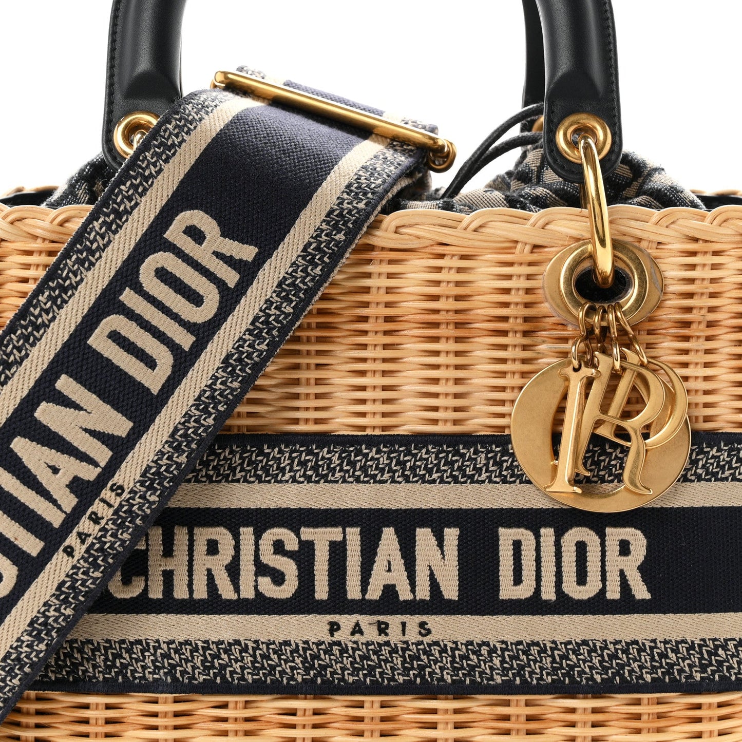 Wicker Oblique Medium Lady Dior Bag Blue