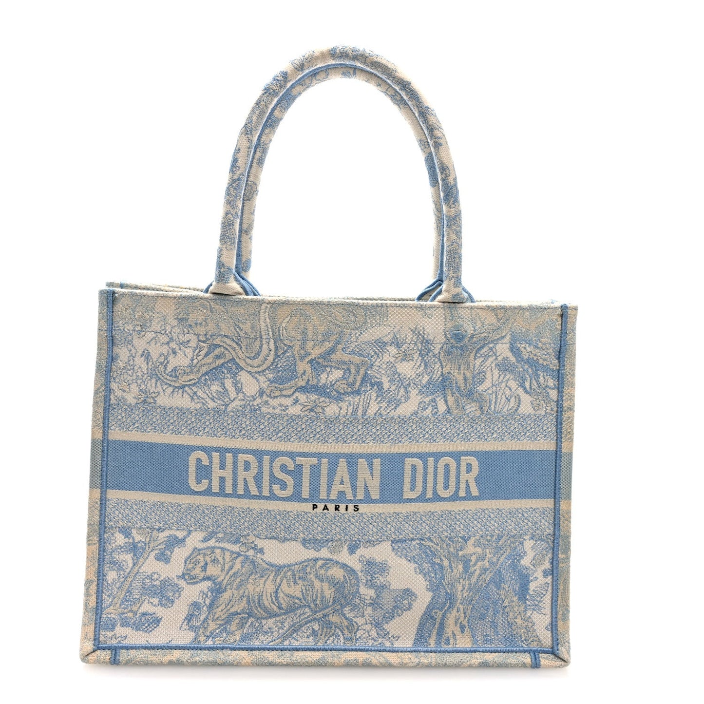 Canvas Embroidered Medium Dioriviera Toile De Jouy Book Tote Light Blue