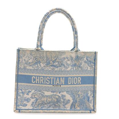 Canvas Embroidered Medium Dioriviera Toile De Jouy Book Tote Light Blue