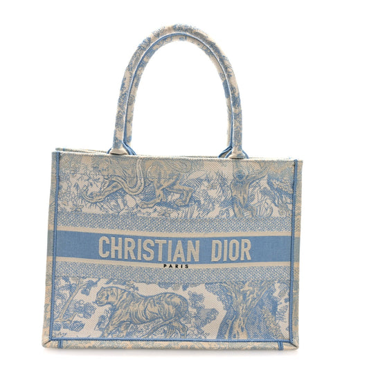 Canvas Embroidered Medium Dioriviera Toile De Jouy Book Tote Light Blue