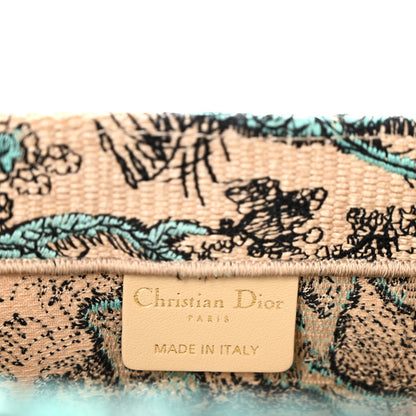 Raffia Embroidered Dioriviera Medium Book Tote Aquamarina