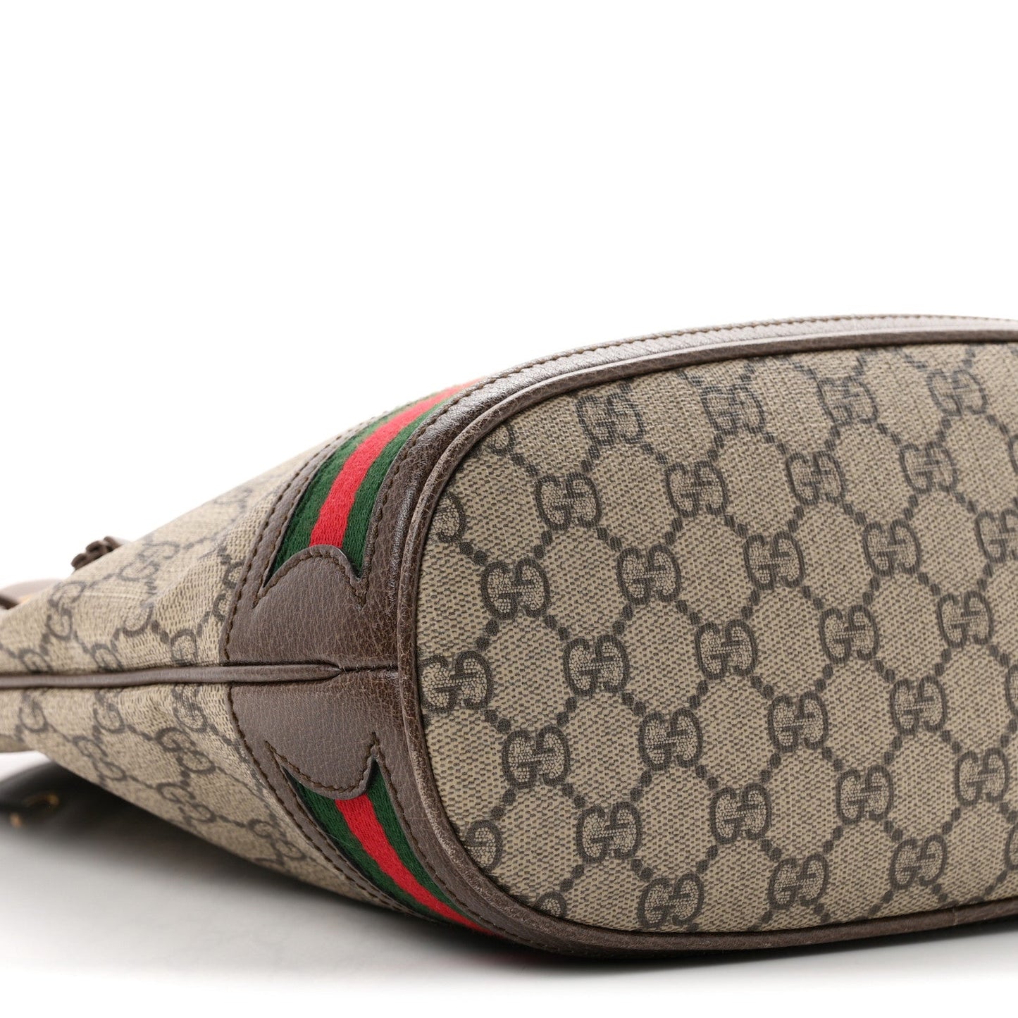GG Supreme Monogram Web Ophidia Bucket Bag Brown
