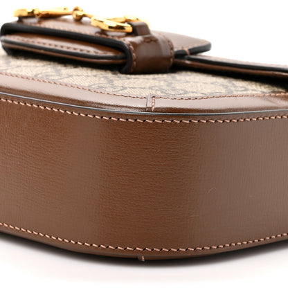 GG Supreme Monogram Azalea Calfskin Web Mini Horsebit 1955 Shoulder Bag Beige Ebony Brown Sugar