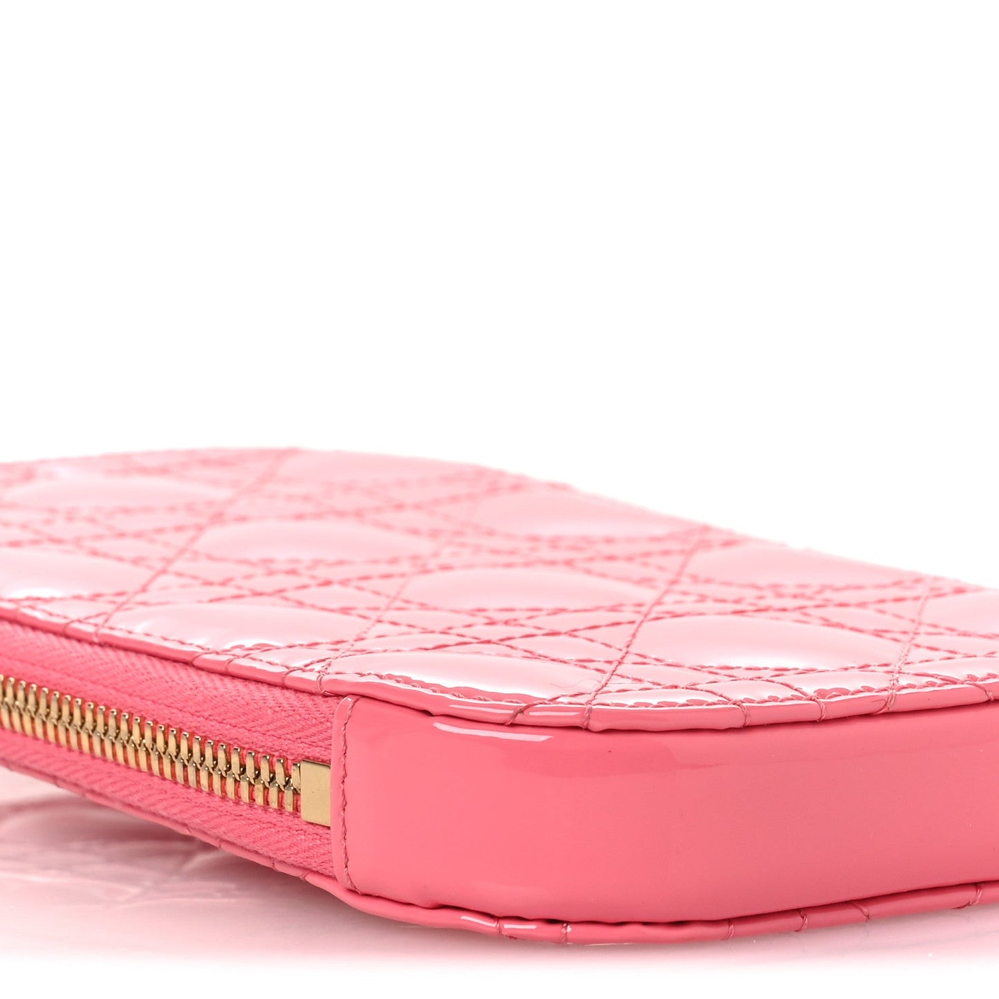 Patent Cannage Lady Dior Phone Holder Pink