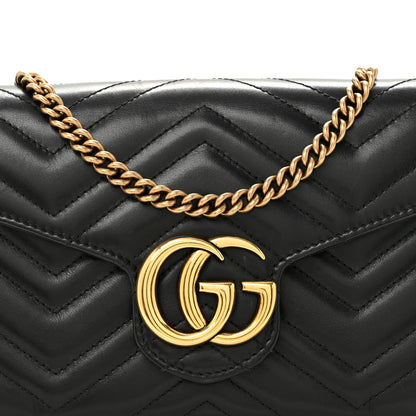 Calfskin Matelasse GG Marmont Chain Wallet Black