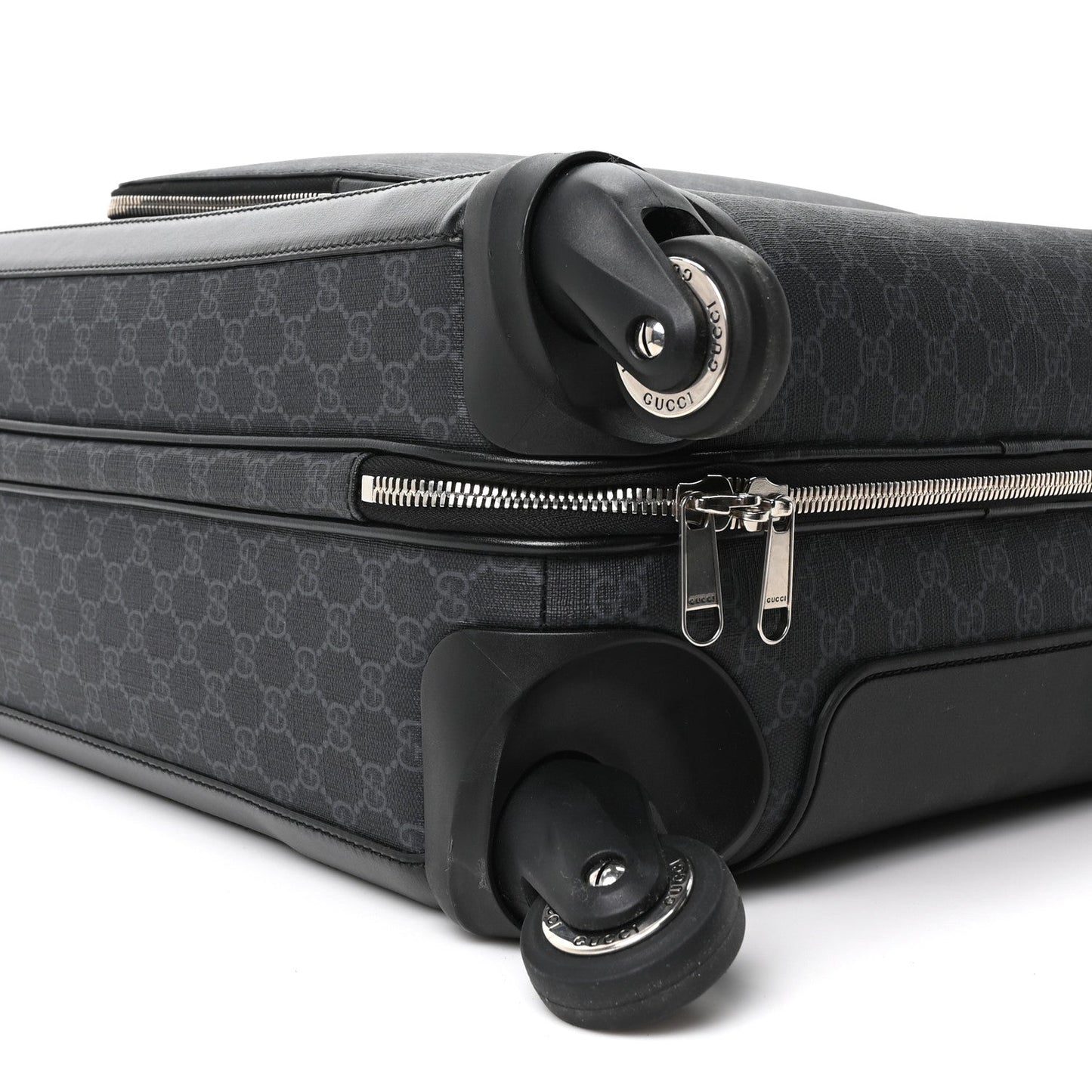 GG Supreme Monogram Azalea Calfskin Retro Interlocking G Small Savoy Cabin Trolley Black