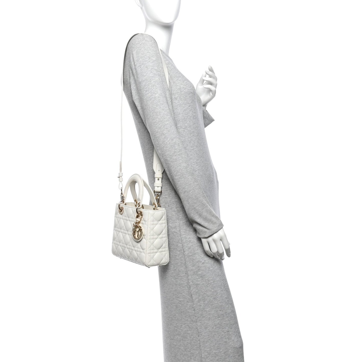 Lambskin Cannage Small My ABCDior Lady Dior White